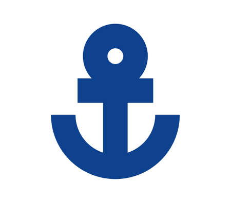 Stylized thick anchor in blue on whiteのイラスト素材