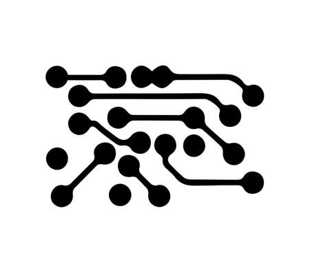 Circuit board elements, IT technology. Black on white.のイラスト素材