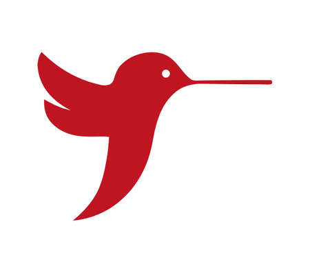 Stylized humming-bird in red, logo symbol signのイラスト素材