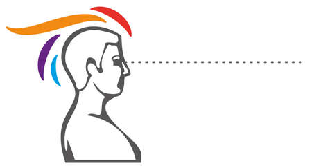 The bust of a man who watches, sees and thinks. Thinking.のイラスト素材