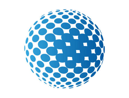 A white sphere covered with a blue raster of varying intensityのイラスト素材