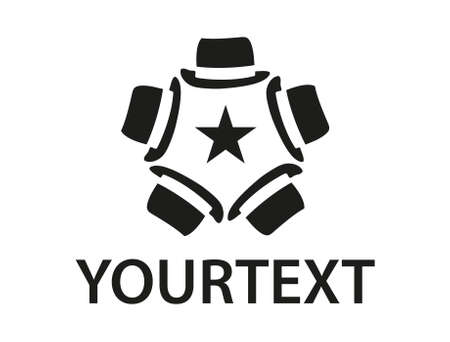 A circle made of five black huts with a star insideのイラスト素材