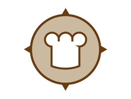 Round logo with the sides of the world and a chef's hat insideのイラスト素材