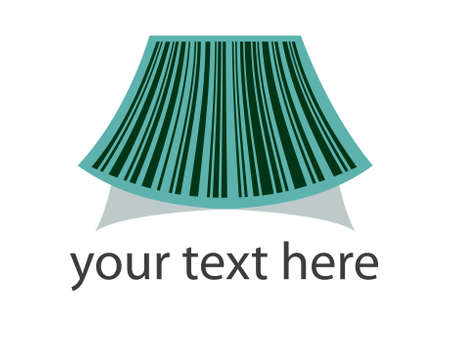 Green rectangle with a barcode and its shadowのイラスト素材