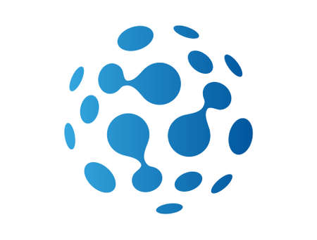 A transparent sphere covered with a raster of blue connected and separate dotsのイラスト素材