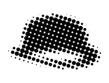 Black hat halftone silhouette. Symbol or logo.のイラスト素材