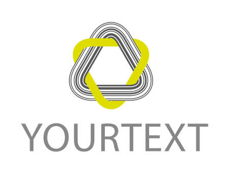 Intertwined rounded triangles. One is made of a barcode, the other is greenのイラスト素材