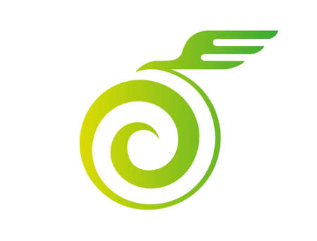 Green spiral in a circle with wingsのイラスト素材