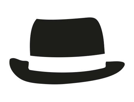 Black hat silhouette with white band around itのイラスト素材