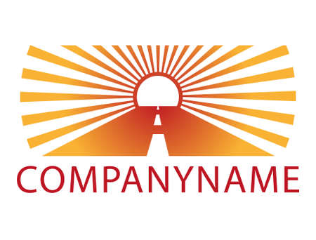 The road towards the sun. The dashed line marks its center. Logo.のイラスト素材