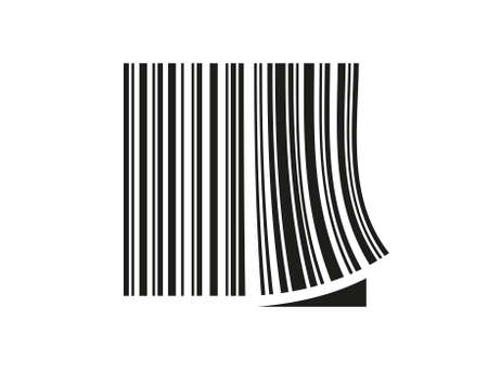 Black and white square barcode with folded cornerのイラスト素材