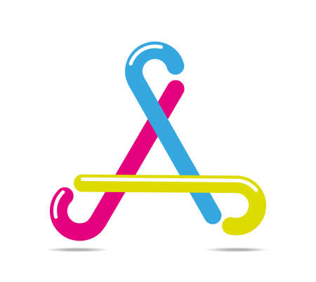 Colorful walking sticks arranged in a triangle. Mobius loop.のイラスト素材