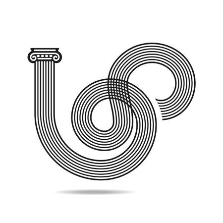 An ancient Ionic column twisting like a snake.のイラスト素材