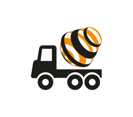 Yellow black concrete mixer truckのイラスト素材
