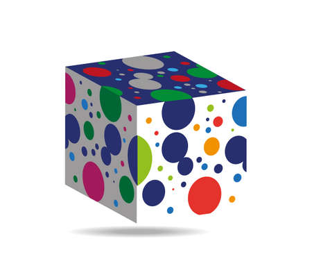 A funny cube with many colorful dotsのイラスト素材