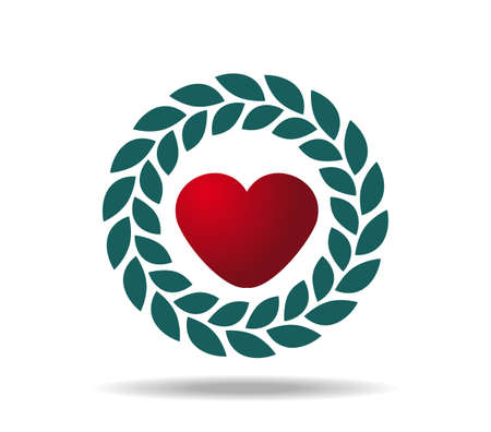 A heart surrounded by a laurel wreathのイラスト素材