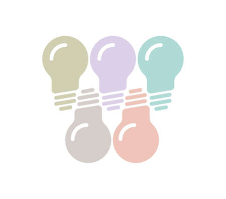 Colorful pastel old type light bulbsのイラスト素材