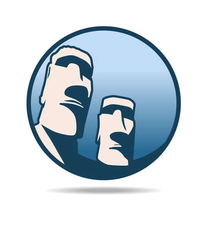 The heads of the statues of Easter Island in the circle.のイラスト素材