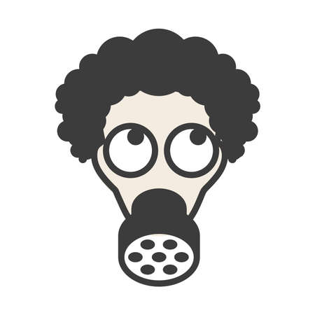Human head wearing a gas mask. Poisoning the environment. Polluted air.のイラスト素材