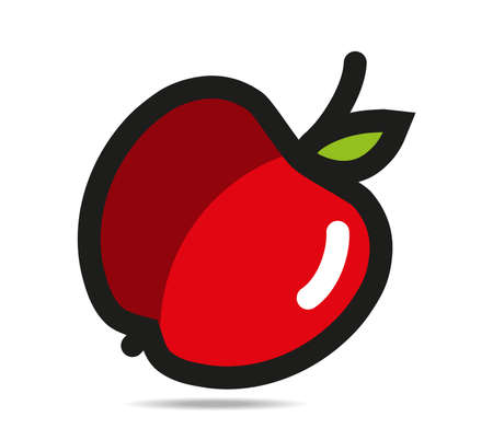 A red apple with a tail and a green leafのイラスト素材