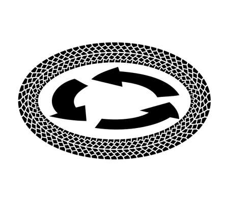 Three arrows inscribed in a circle formed from the tire footprintのイラスト素材