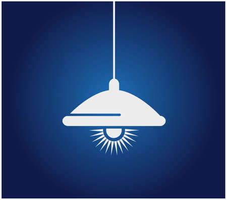 Silhouette of hanging and glowing lamp in whiteのイラスト素材