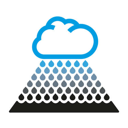 Blue stylized cloud with dirty blue black rainのイラスト素材
