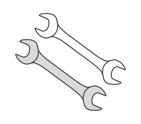 Two flat wrenches mechanic workshop. For a locksmith.のイラスト素材