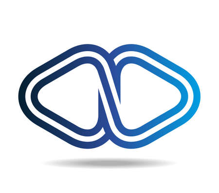 Two rounded triangles made of two lines in the shape of a mobius loopのイラスト素材