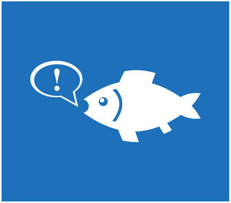 Fish with an exclamation mark in a balloonのイラスト素材