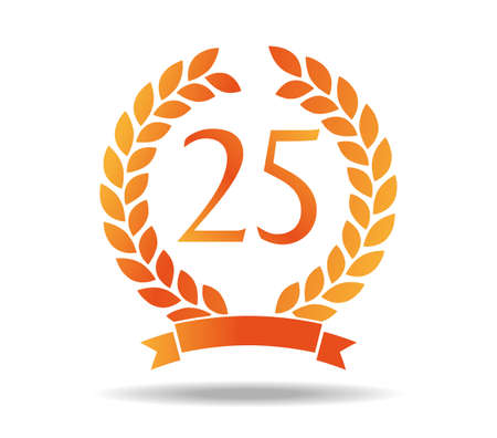 Number 25 inscribed in a laurel wreathのイラスト素材