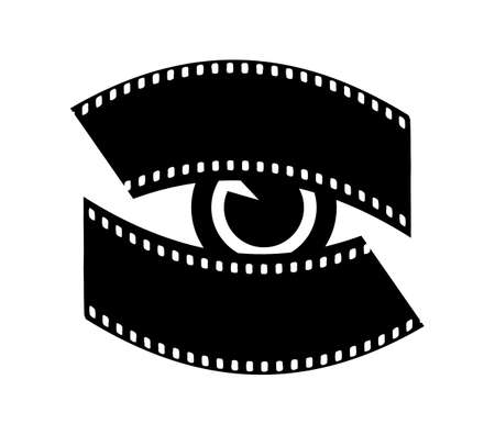 Eye framed with film tape. Art filmのイラスト素材