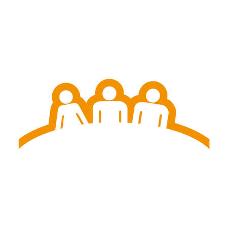 Three people sitting at the table. Meeting.のイラスト素材