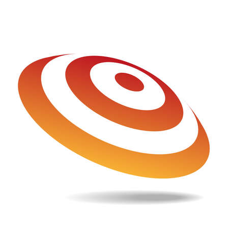 Diagonal round shield with orange and white rings.のイラスト素材