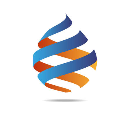 A drop made of three ribbons in blue and orangeのイラスト素材