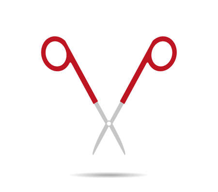 Surgical red scissors. Open logoのイラスト素材
