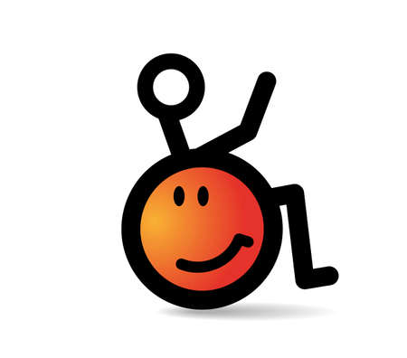 Disability sign. Disabled man in a wheelchair in form of a basketballのイラスト素材