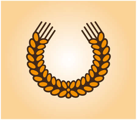 Logo for the bakery. A wreath of grain earsのイラスト素材