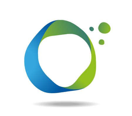 Mobius loop made of green and blue ribbon with bubblesのイラスト素材