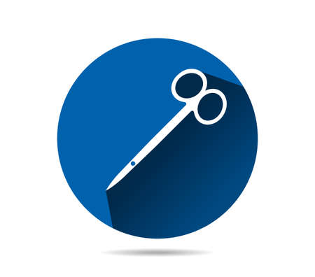 Surgical scissors on blue round backgroundのイラスト素材