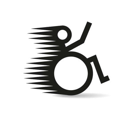 Disabled man in a speedy wheelchair. Disability signのイラスト素材