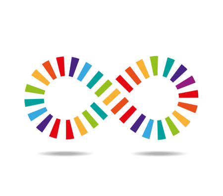 Mobius loop made of colorful pieces rainbow likeのイラスト素材