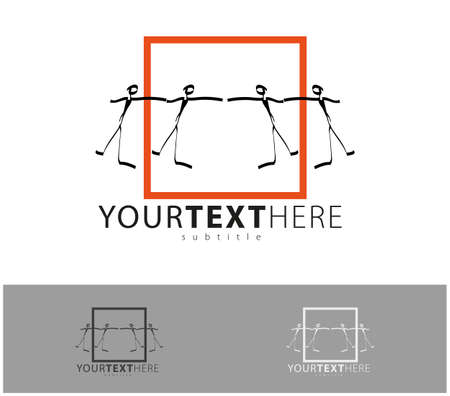 Drawing like Lascaux. People silhouettes. Logoのイラスト素材