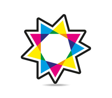 A star made of triangles in CMYK colors. Printing houseのイラスト素材