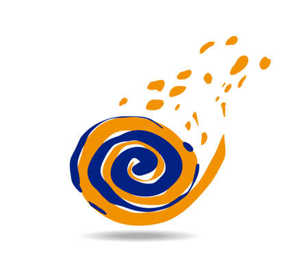 Logo in the shape of two intertwined spirals and dots pouring out of themのイラスト素材
