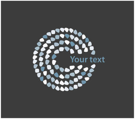 The logo consists of four circles made of gray-blue irregular shapes. Dark backgroundのイラスト素材