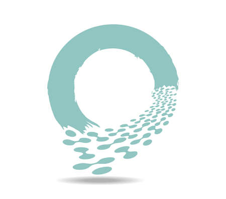 A circle from which a mass of single and double dots is pouredのイラスト素材