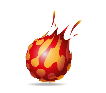 Red fire ball surrounded by connected pairs of yellow dotsのイラスト素材