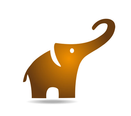 Golden simple happy elephant logoのイラスト素材
