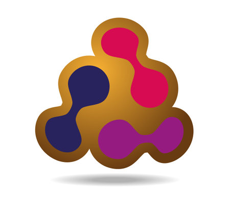 Golden triangle made of pairs of colorful dotsのイラスト素材